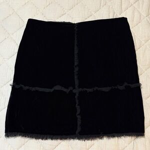 A..B.S by Allen Schwartz Black Velvet Skirt with Lace accents Size 12